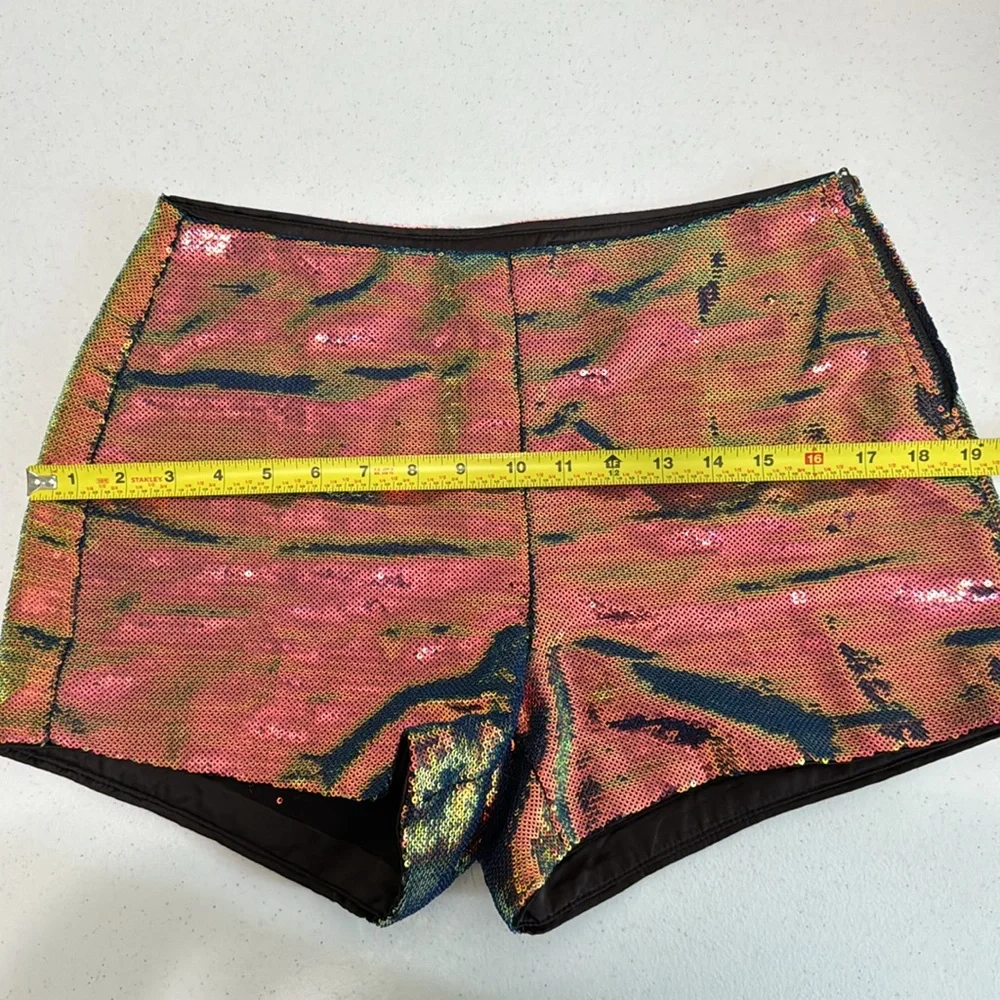 BLANKNYC Cosmic Charge Iridescent Sequin Multi Color Festival Shorts 26